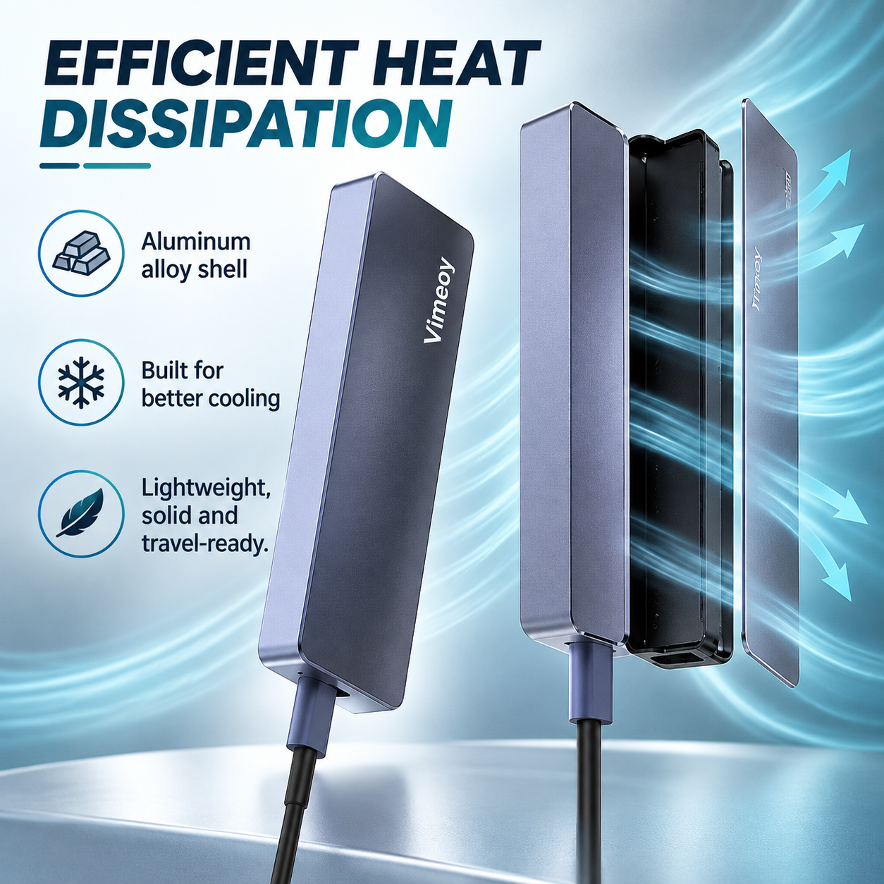Vimeoy aluminum-alloy shell and heat-dissipation design