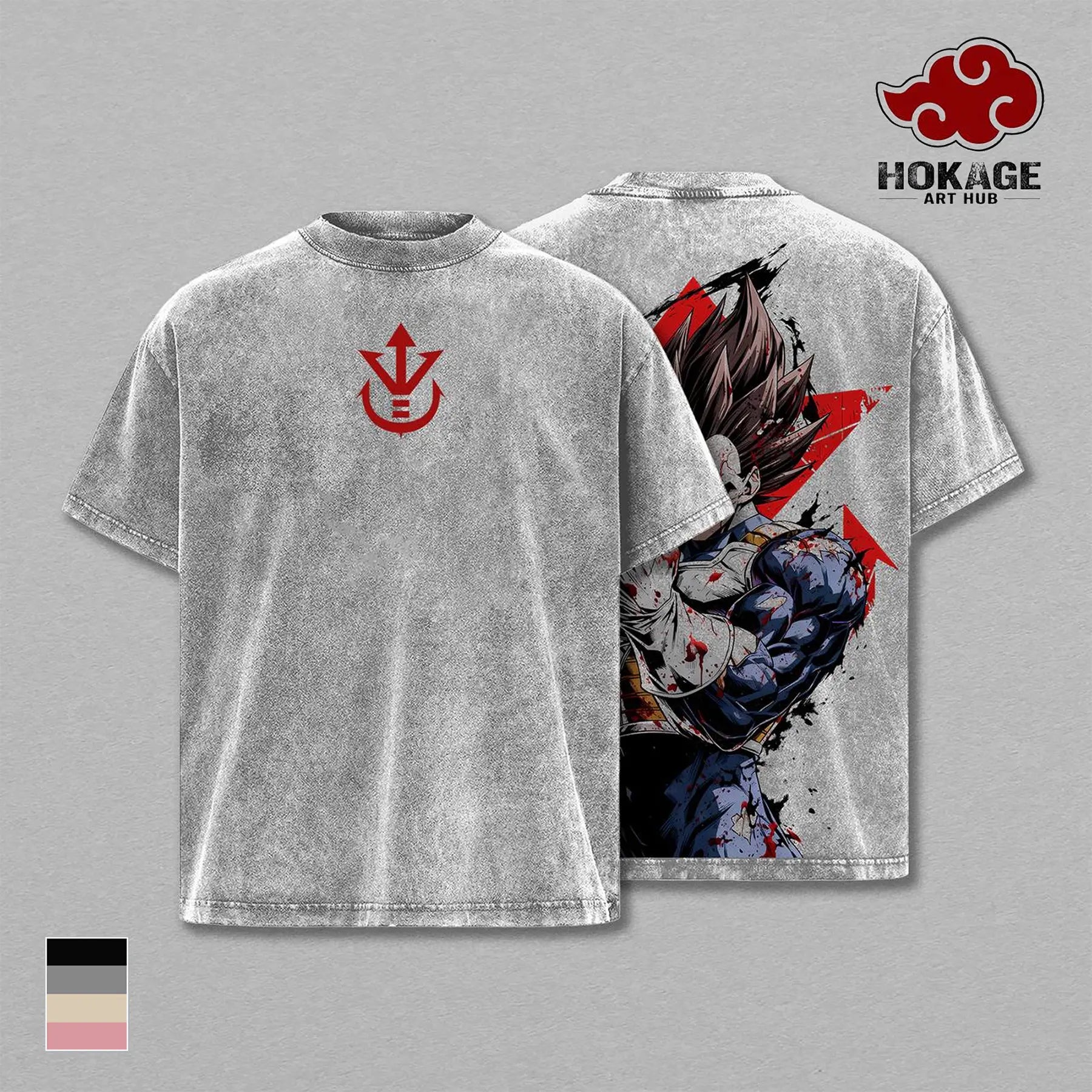 Final Shine Attack Anime Washed Oversized Graphic Tee – 230GSM Cotton – Black product image 2