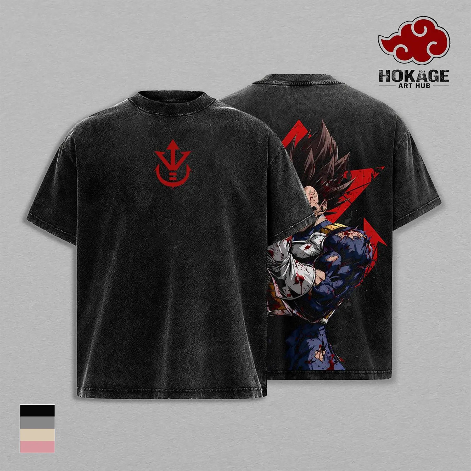 Final Shine Attack Anime Washed Oversized Graphic Tee – 230GSM Cotton – Black product image 1