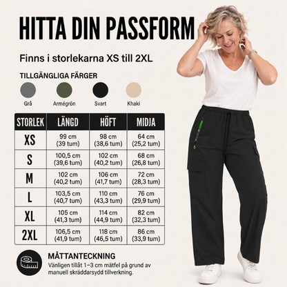 👖 BEGRÄNSAD TID: 50 % RABATT! 💥 Vintage-cargobyxor för dam med fickor – lös passform, andningsbara, justerbar midja ✨