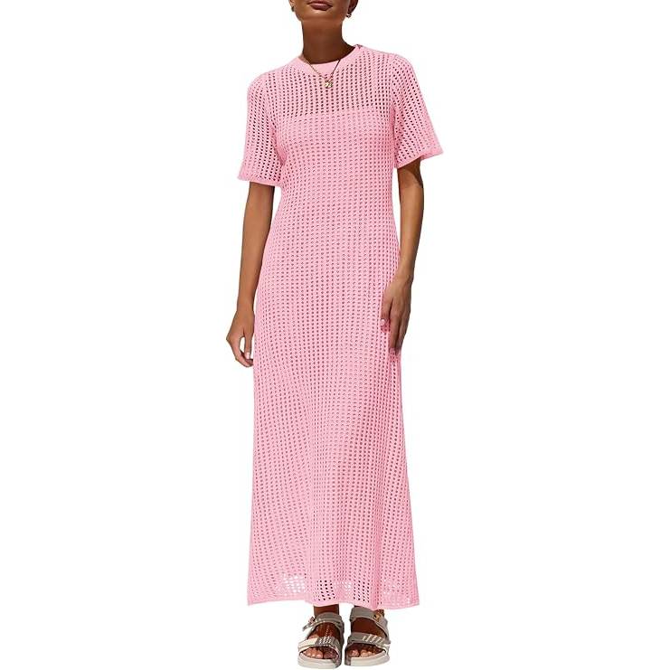 Women's Eyelet Crochet Maxi 2 Piece Dress Sets