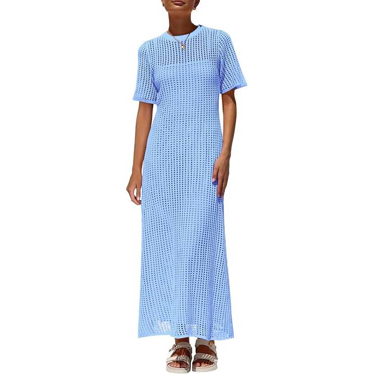 Women's Eyelet Crochet Maxi 2 Piece Dress Sets