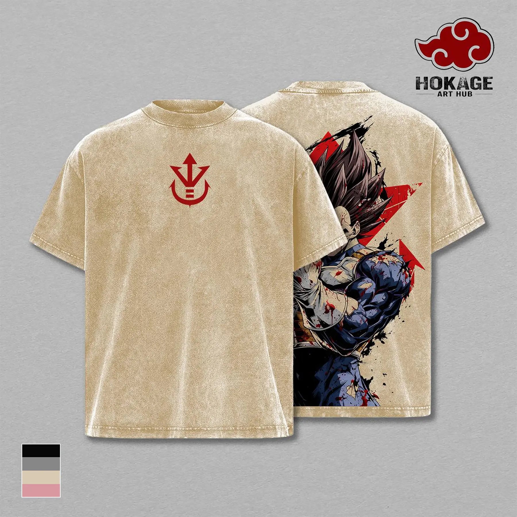 Final Shine Attack Anime Washed Oversized Graphic Tee – 230GSM Cotton – Black product image 3