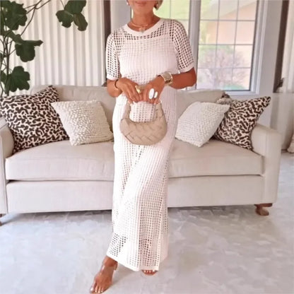 Women's Eyelet Crochet Maxi 2 Piece Dress Sets