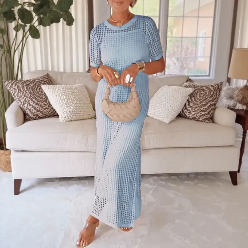 Women's Eyelet Crochet Maxi 2 Piece Dress Sets