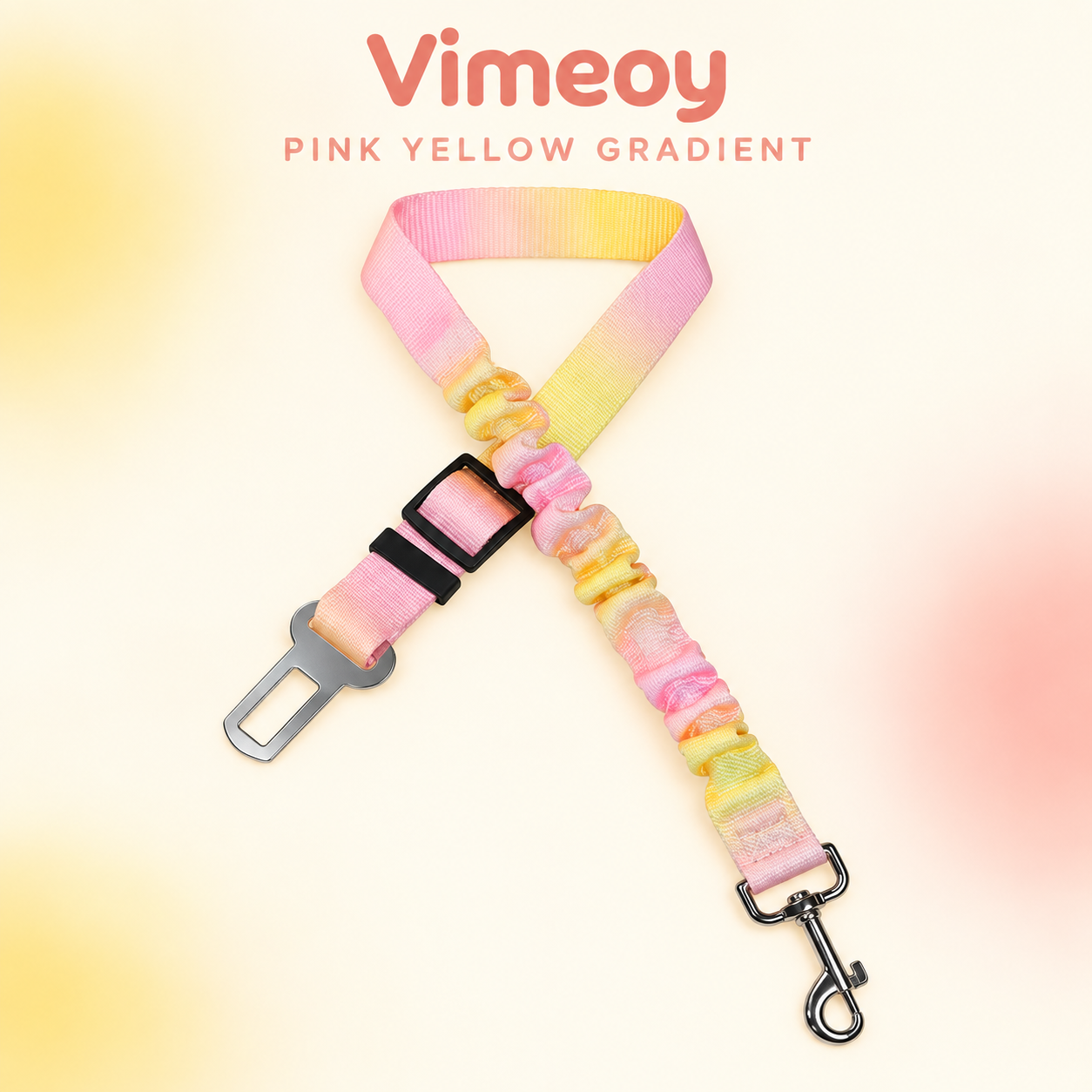 Pink Yellow Gradient Vimeoy pet car safety belt